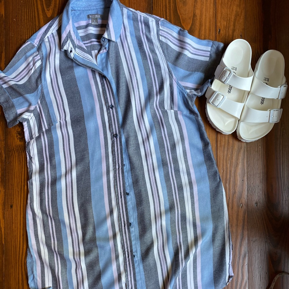 Falls Creek Women’s Strip Button Down Shirt